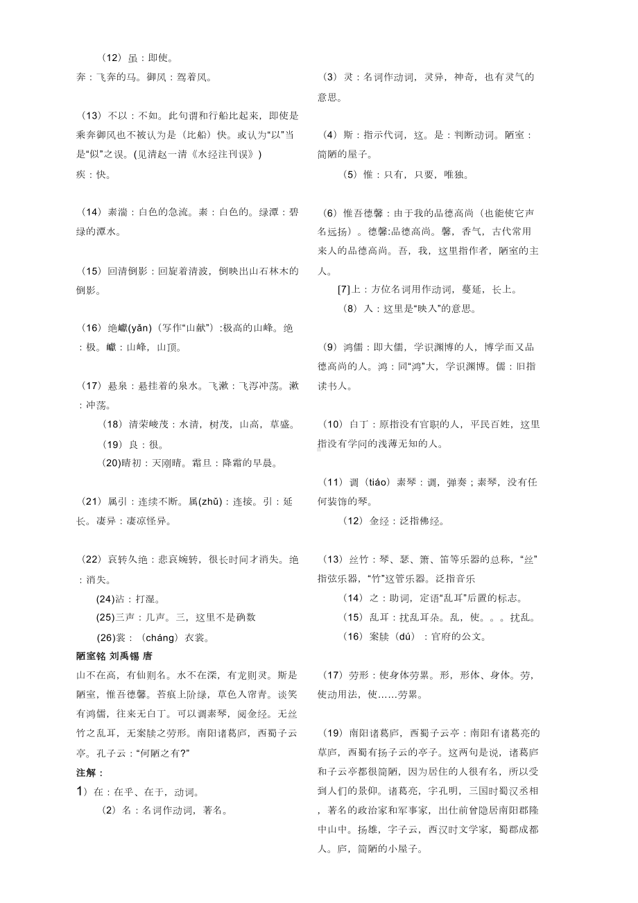 初中必背文言文注释(语文版)(DOC 16页).doc_第2页