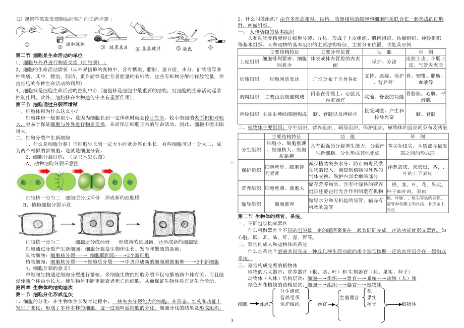 北师大版生物七年级上册复习提纲(修改版)汇总(DOC 8页).doc_第3页