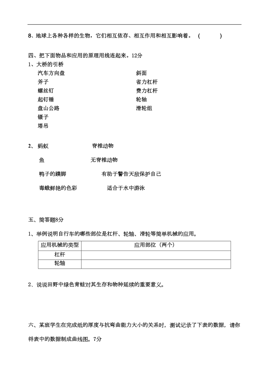 六年级上册科学期末测试卷及答案(DOC 6页).doc_第3页