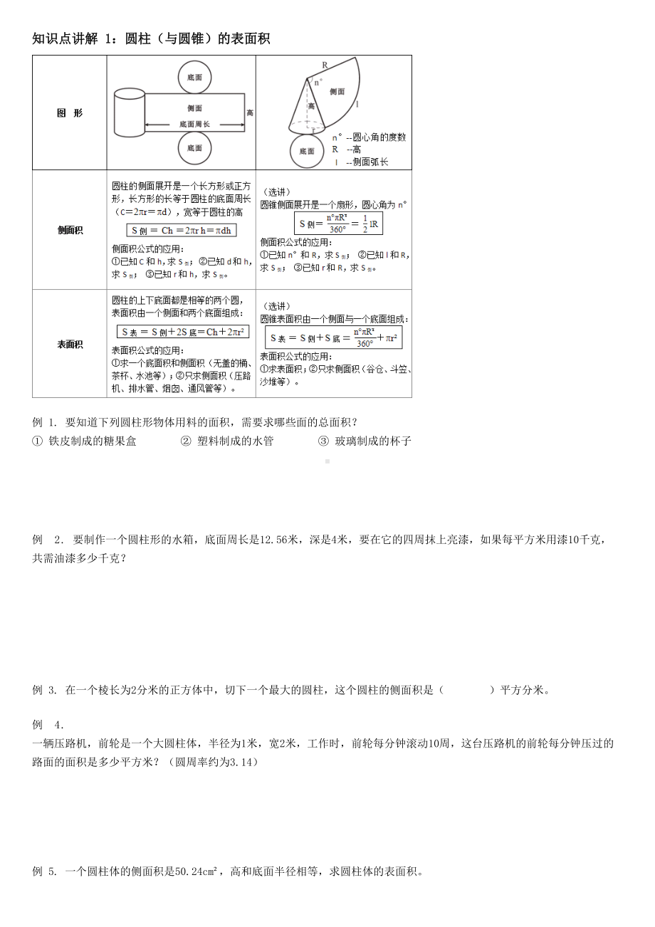 六年级下册数学圆柱与圆锥单元整理复习优质讲义(完整版)(DOC 12页).docx_第3页