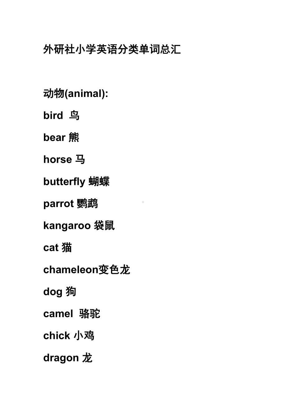 外研版小学英语单词分类大全(DOC 23页).doc_第1页