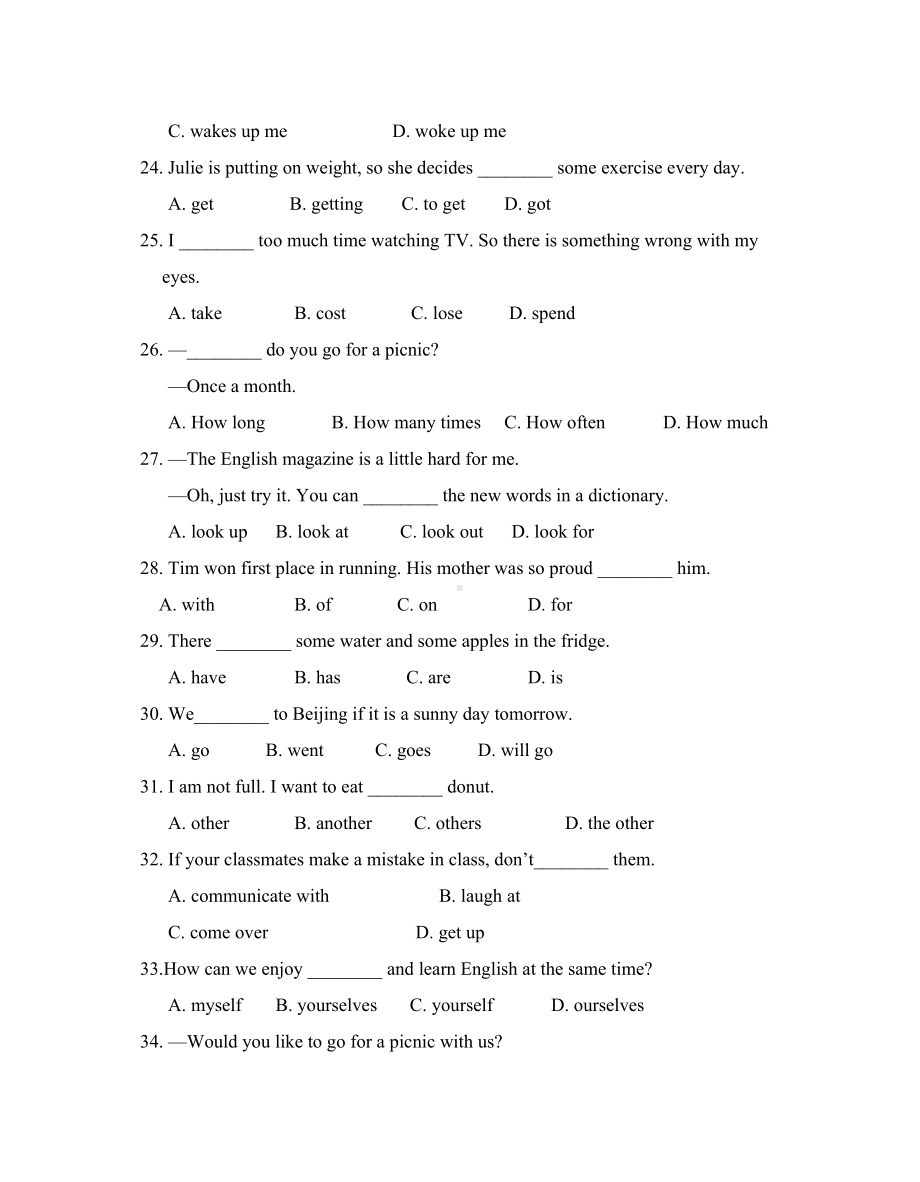 冀教版七年级英语下册期末测试题(DOC 14页).docx_第3页