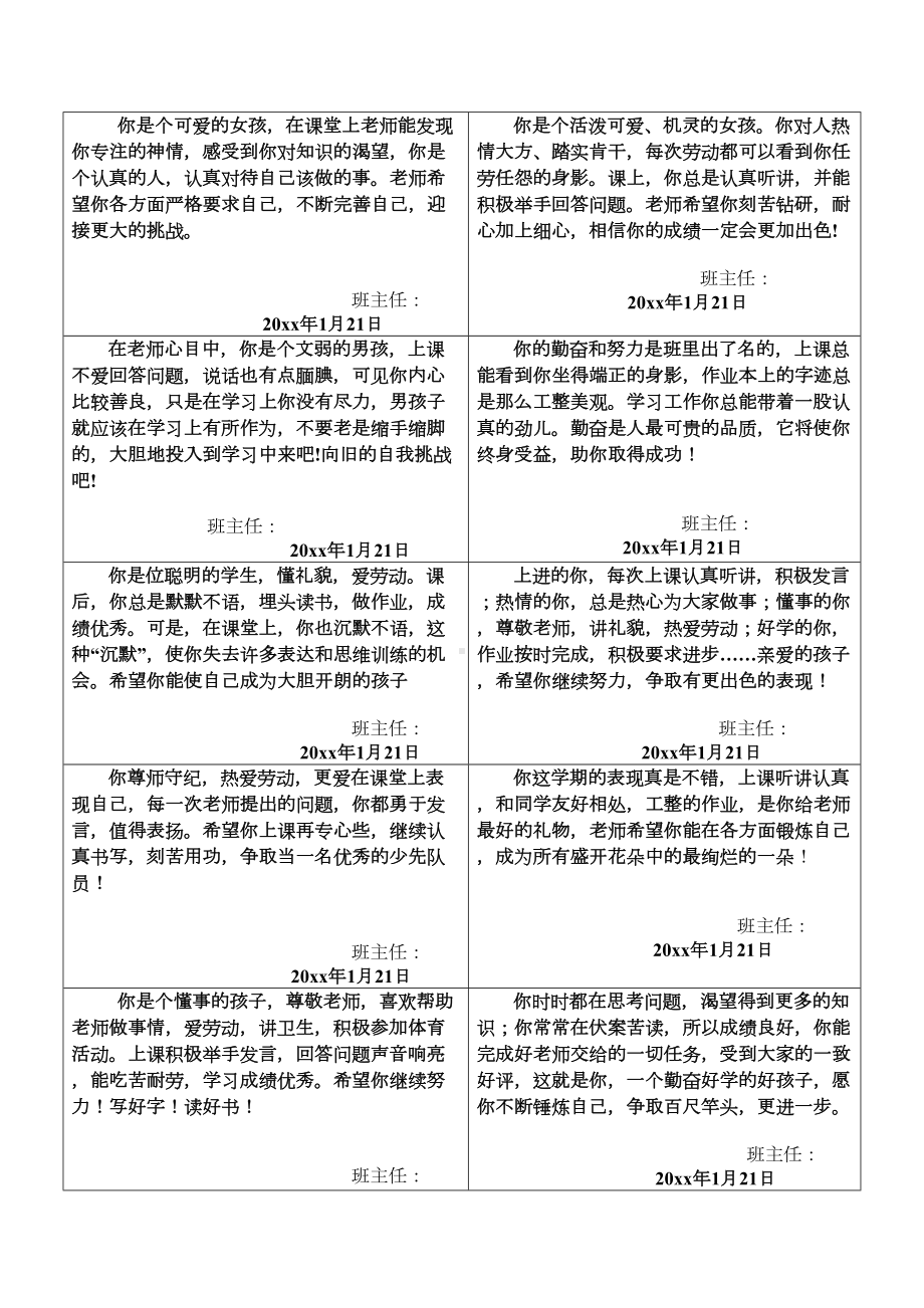 小学二年级学生评语打印版(DOC 7页).doc_第2页