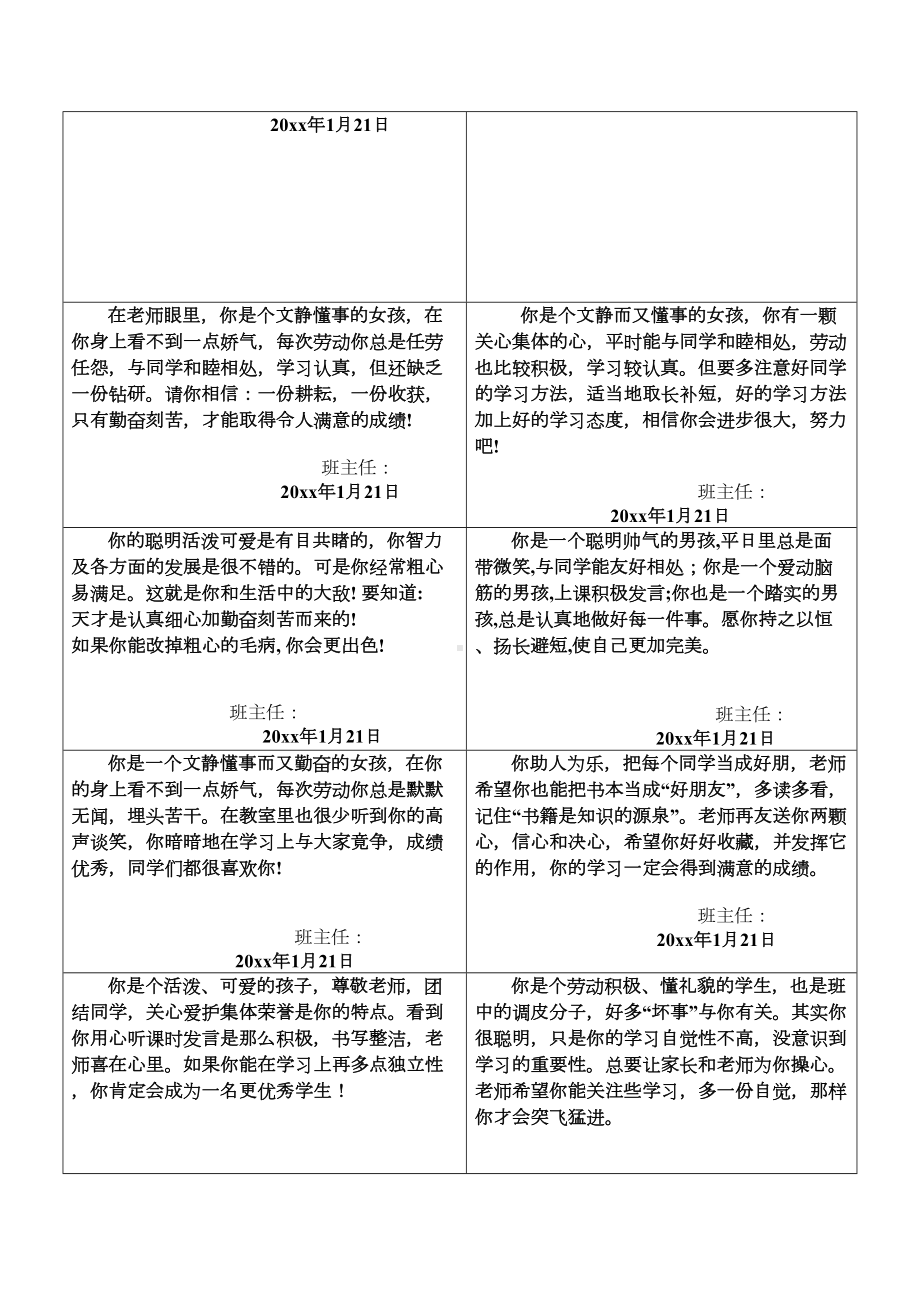 小学二年级学生评语打印版(DOC 7页).doc_第3页