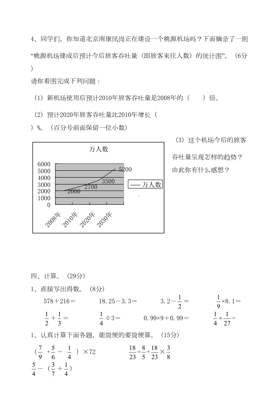 小学数学毕业检测小升初试题(DOC 4页).doc_第3页