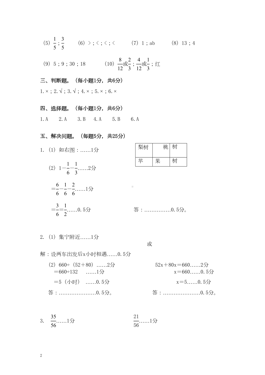 北师大版数学五年级上学期期末试卷及答案(DOC 9页).doc_第2页