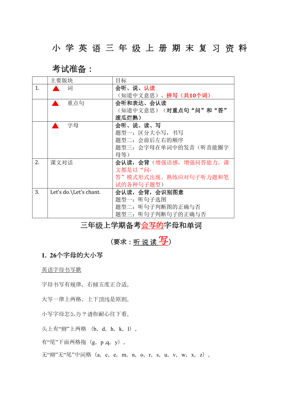 小学英语三年级上册期末复习资料(DOC 10页).docx_第1页