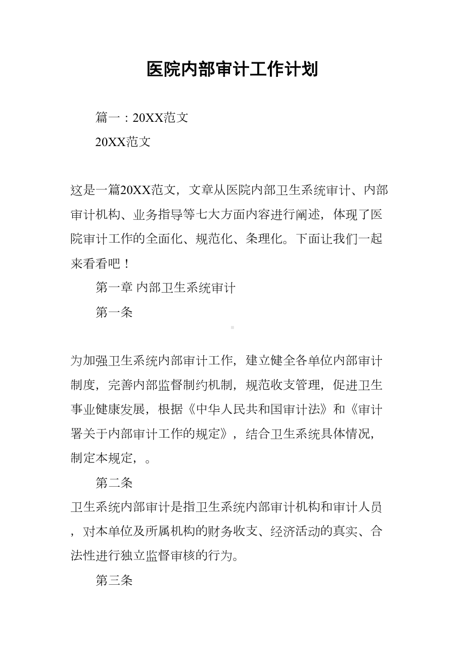 医院内部审计工作计划(DOC 16页).docx_第1页