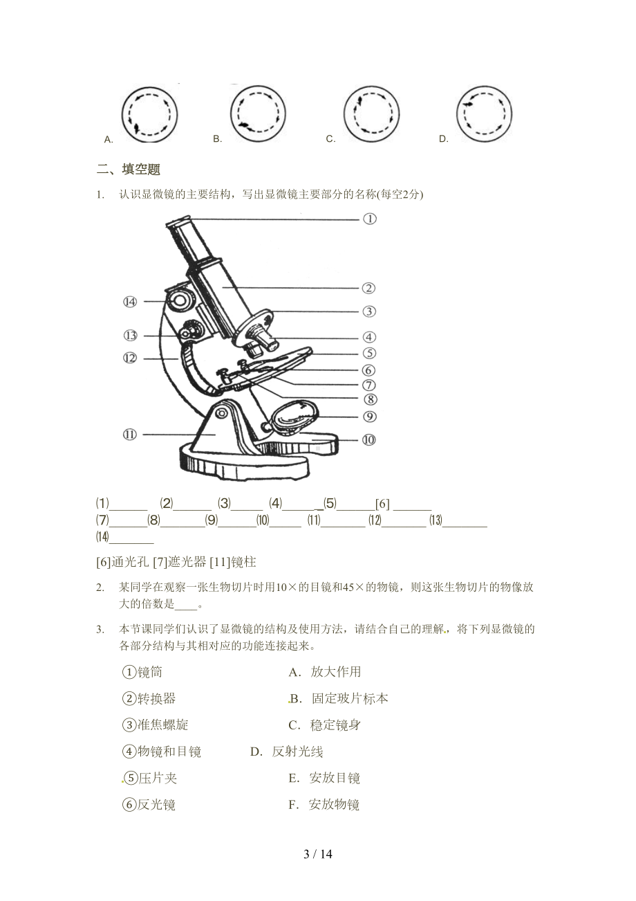 冀教版七年级生物上册复习题(含标准答案)(DOC 12页).docx_第3页