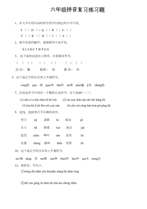 小学毕业复习拼音练习题(DOC 5页).doc