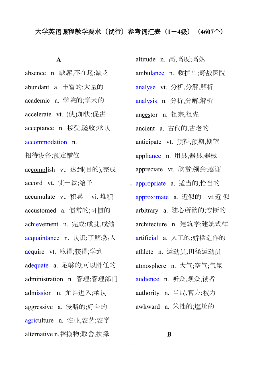 留学基金委考试词汇表(简化)汇总(DOC 14页).doc_第1页