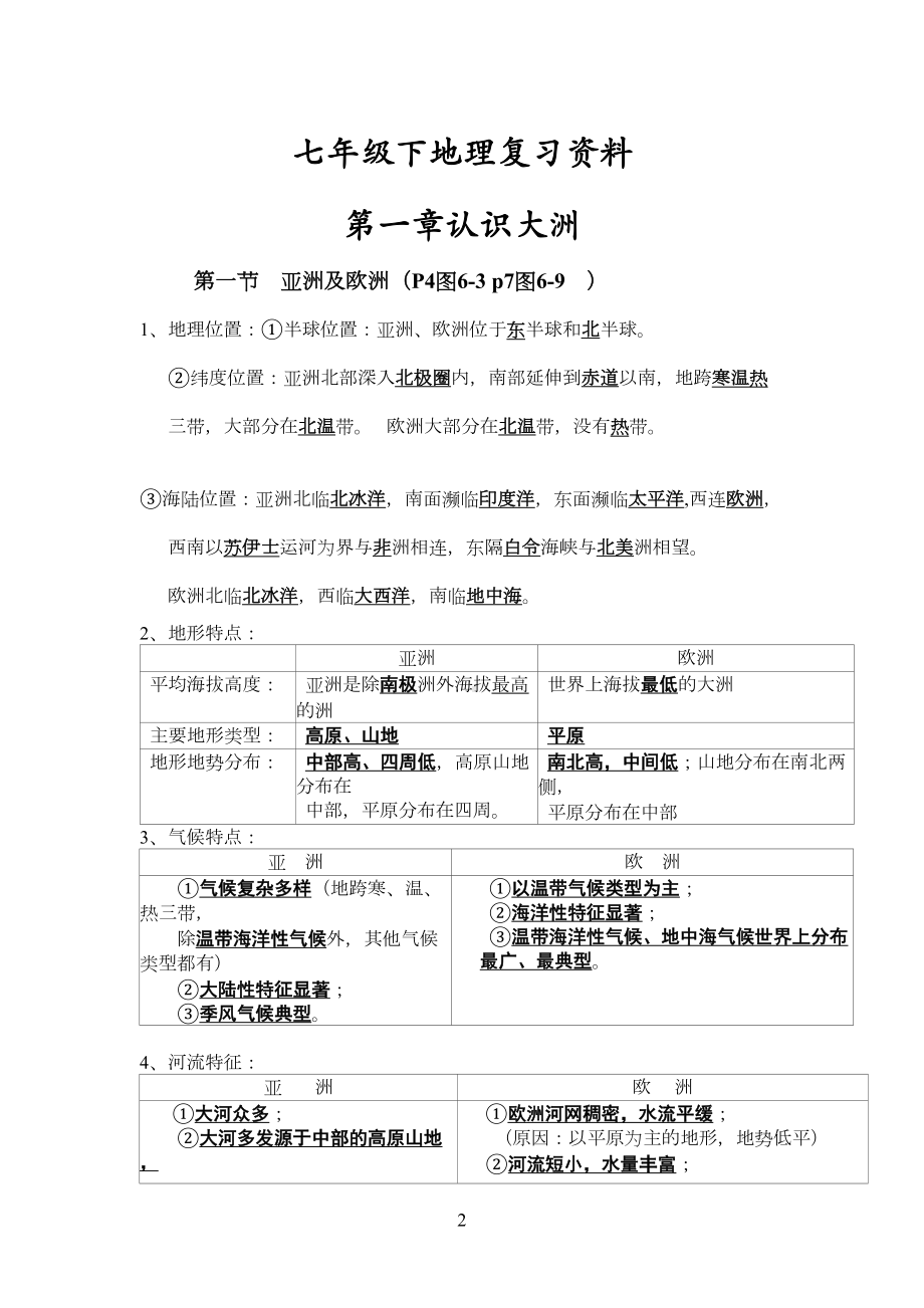 湘教版七年级下册地理复习资料(DOC 10页).doc_第2页