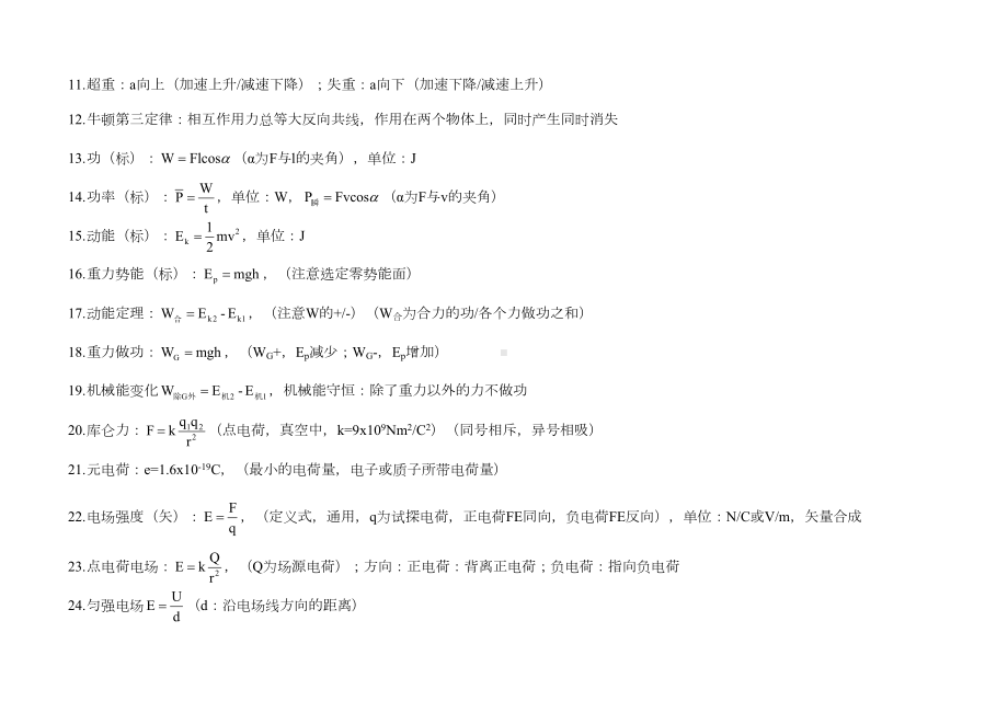 新高中物理合格考试知识点(公式定理总结)(DOC 4页).doc_第2页