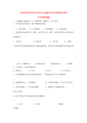 甘肃省庆阳市2020年中考化学真题试题(DOC 10页).doc