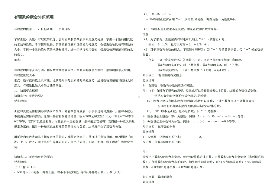 有理数的概念知识点归纳与练习题(DOC 7页).doc_第1页