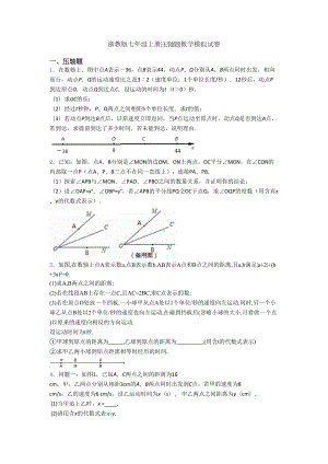 浙教版七年级上册压轴题数学模拟试卷(DOC 28页).doc