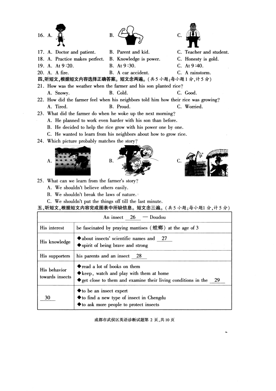 2023年四川省成都市武侯区二模英语试题 - 副本.pdf_第2页