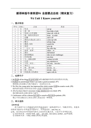 新译林版牛津英语9A-全册要点总结(期末复习)(DOC 18页).doc