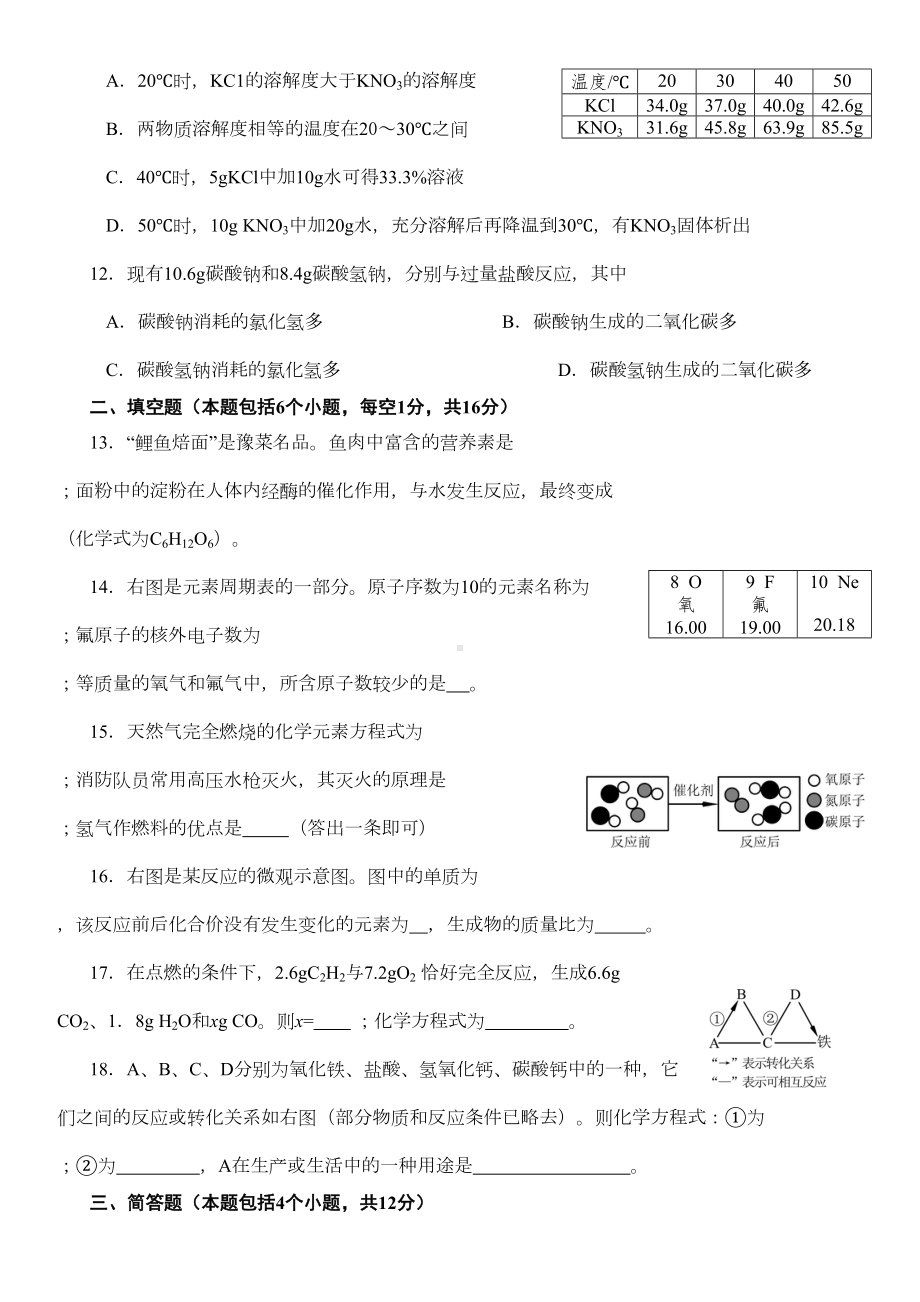 河南省中考化学试卷及答案(DOC 6页).doc_第3页