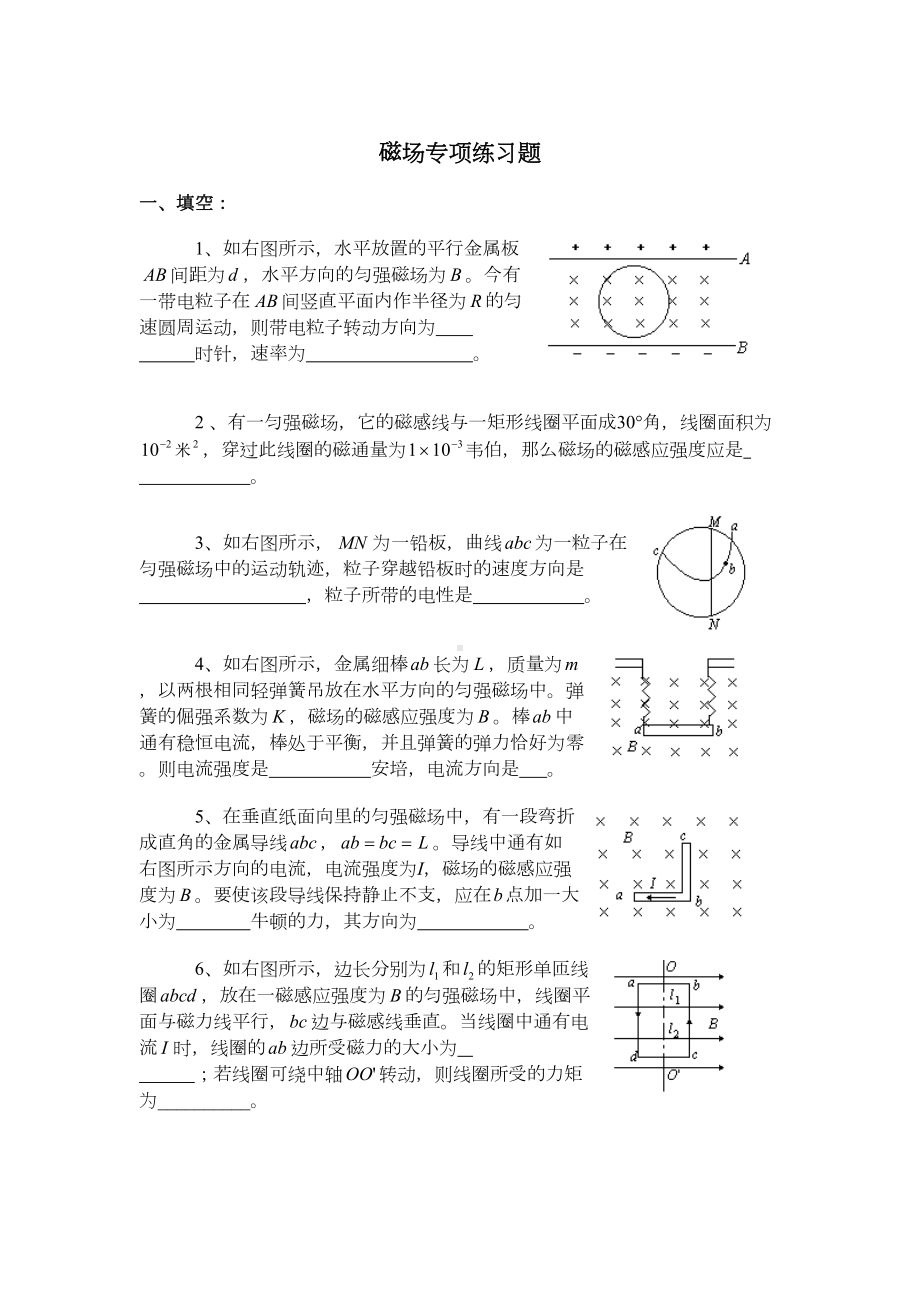 磁场专项练习题(DOC 7页).doc_第1页