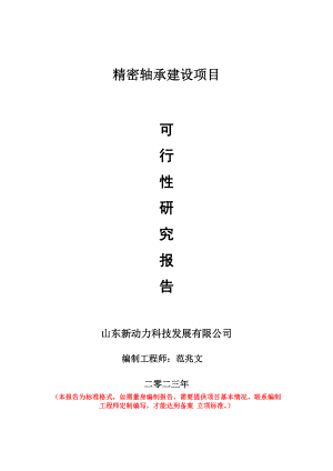 重点项目精密轴承建设项目可行性研究报告申请立项备案可修改案例.doc