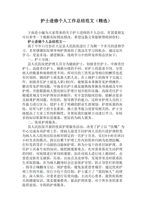 护士进修个人工作总结范文(精选)(DOC 14页).docx