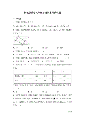 浙教版数学八年级下册期末考试试卷及答案(DOC 23页).docx