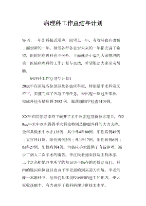 病理科工作总结与计划(DOC 12页).docx