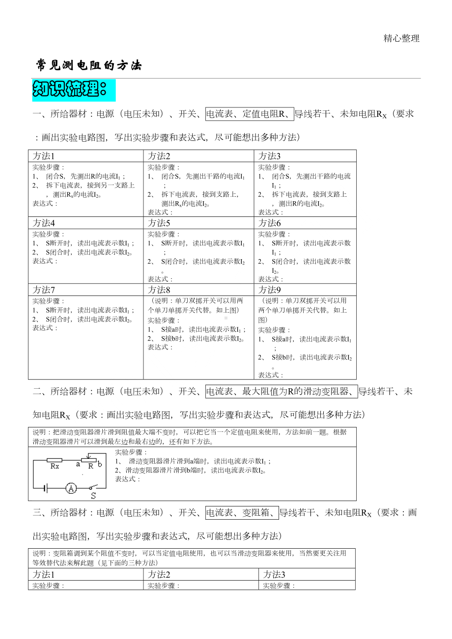 常见的测电阻的办法汇总版及练习测试(DOC 7页).doc_第1页