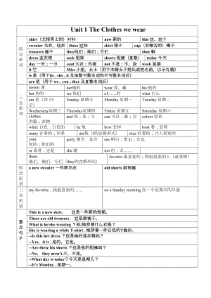 最新冀教版英语四年级上学期全册复习资料(DOC 4页).docx