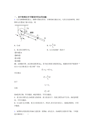 易错-难题杠杆平衡条件问题辅导专题训练附详细答案(DOC 28页).doc