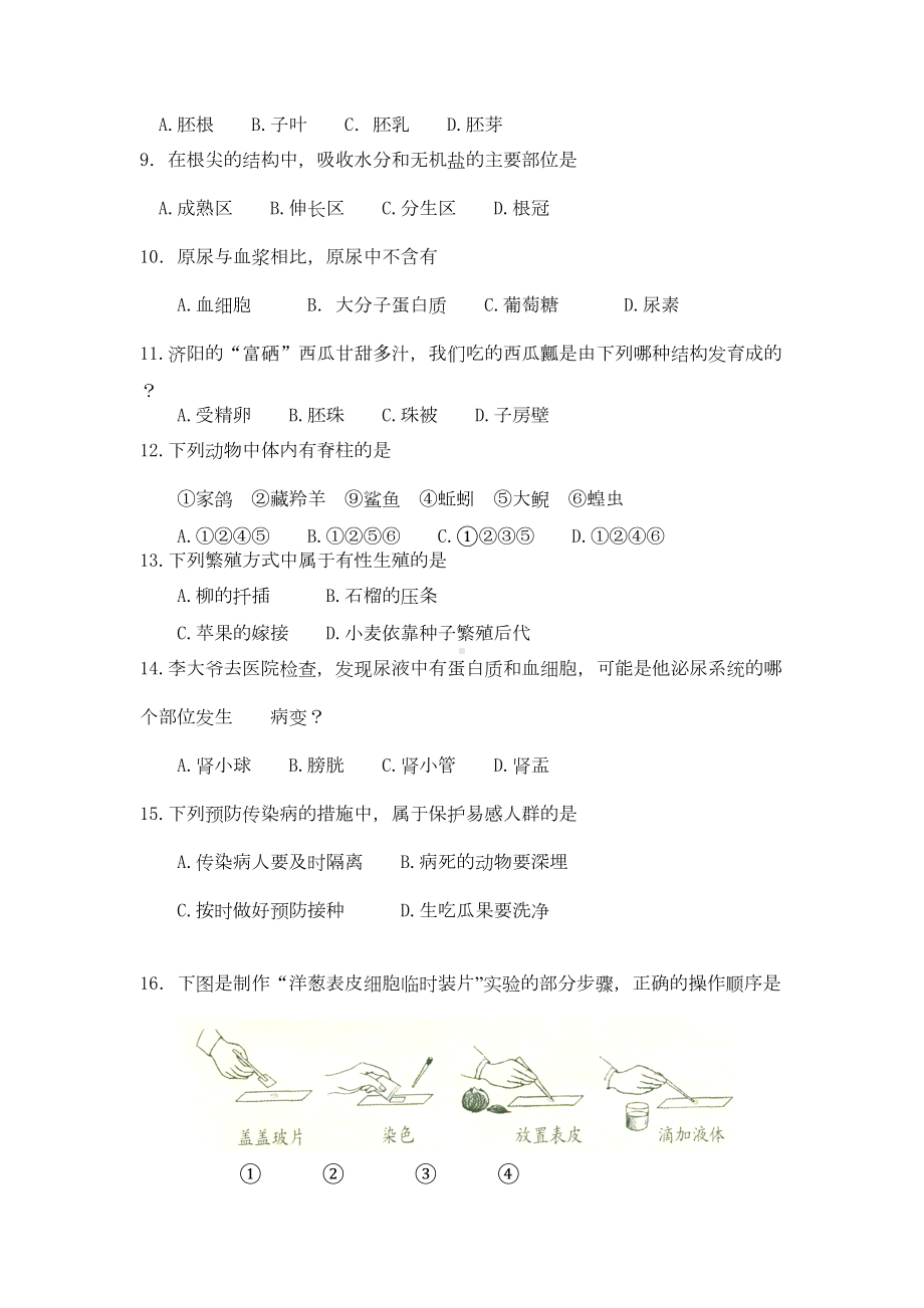 济南版初中生物学总复习试题(DOC 29页).doc_第2页