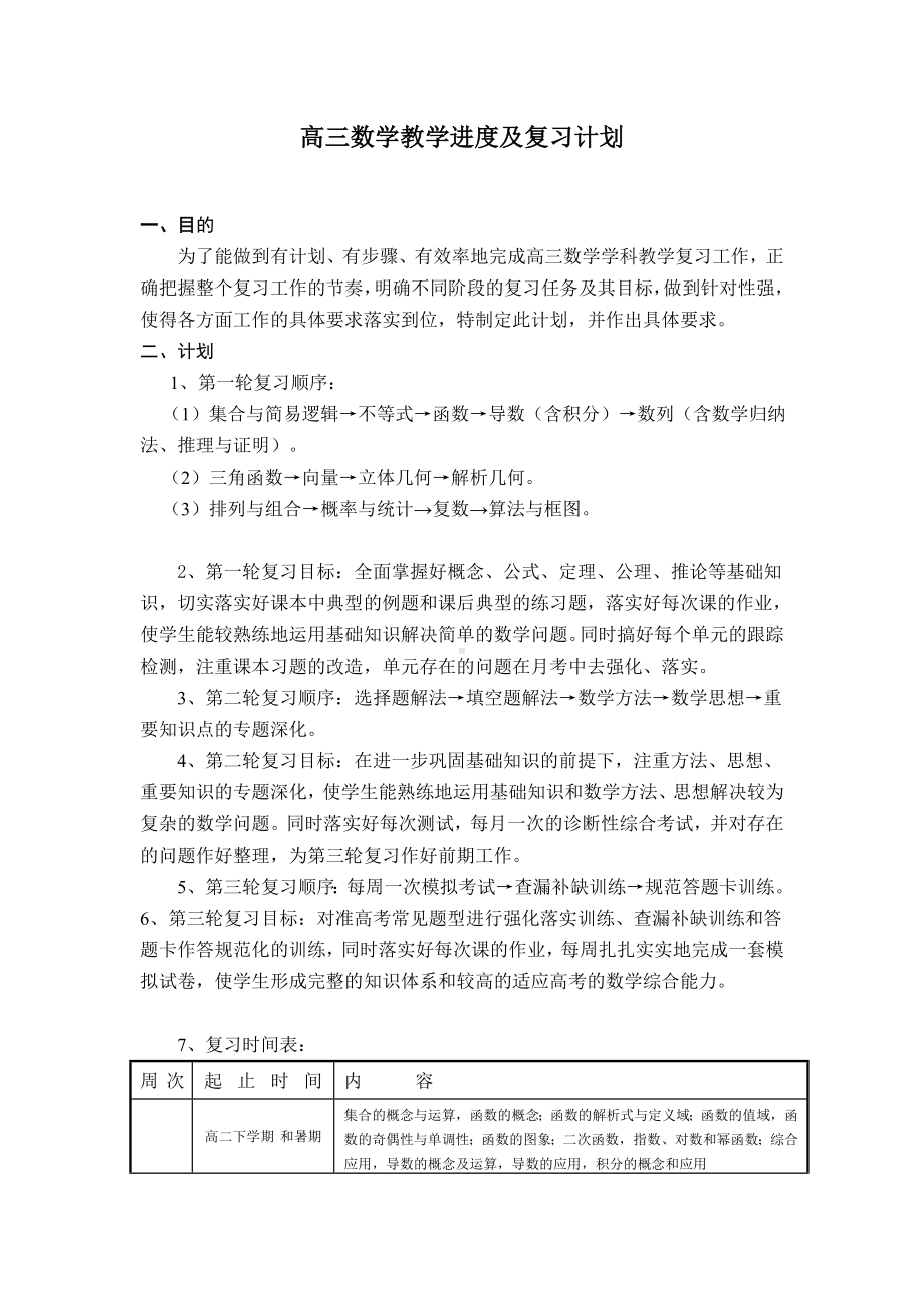 高三数学教学进度及复习计划.doc_第1页