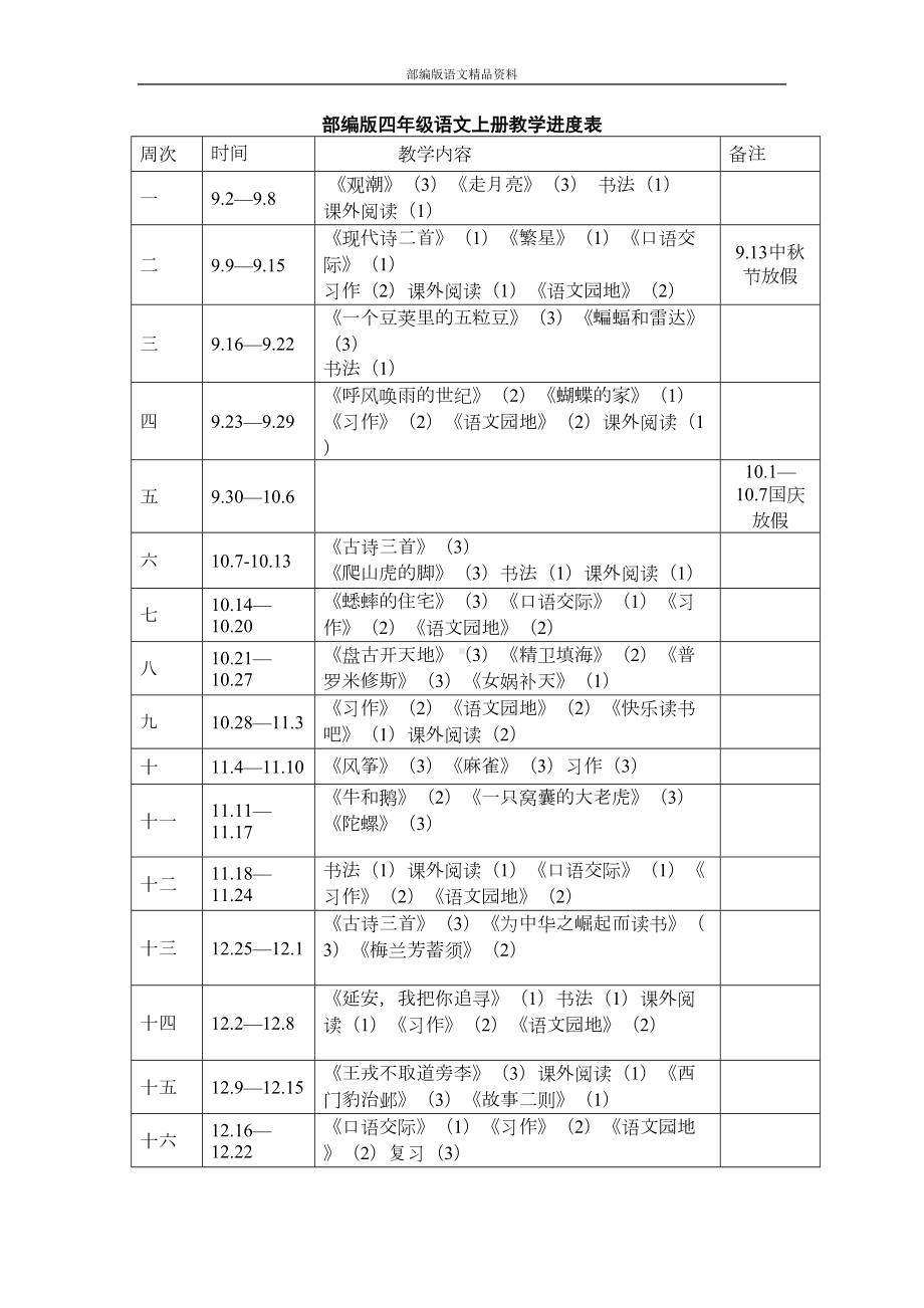 统编版四年级语文上册全册教案教学设计合集(DOC 89页).doc_第1页