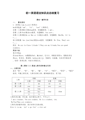 最新初一英语语法知识点总结复习(超详细)[推荐](DOC 31页).doc