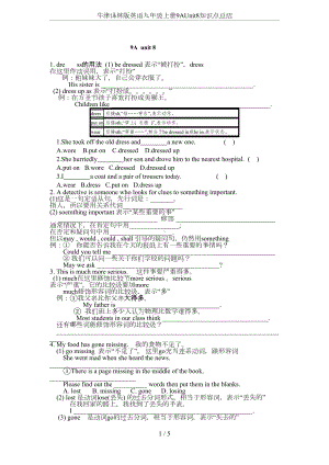 牛津译林版英语九年级上册9AUnit8知识点总结(DOC 5页).docx