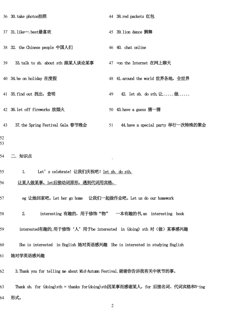 最新译林版英语七年级上册第五单元知识点(DOC 7页).doc_第2页