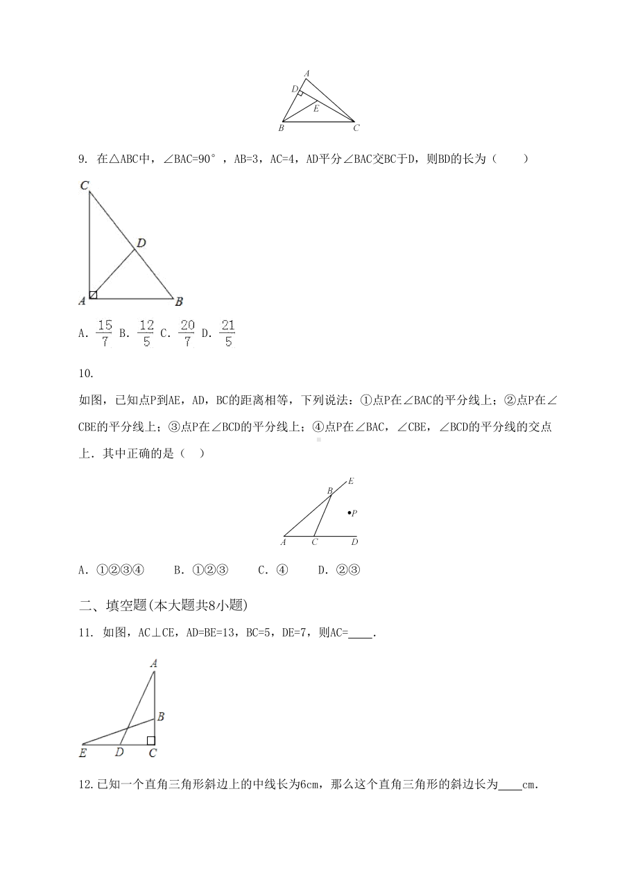 湘教版数学八年级下册第一章直角三角形单元检测试题(DOC 16页).docx_第3页