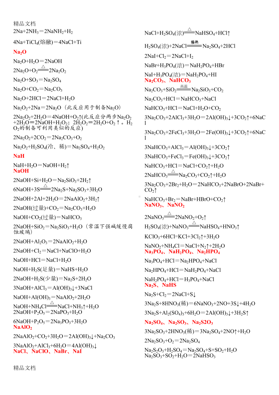 最全高中化学方程式分类汇总(汇编)(DOC 24页).doc_第2页