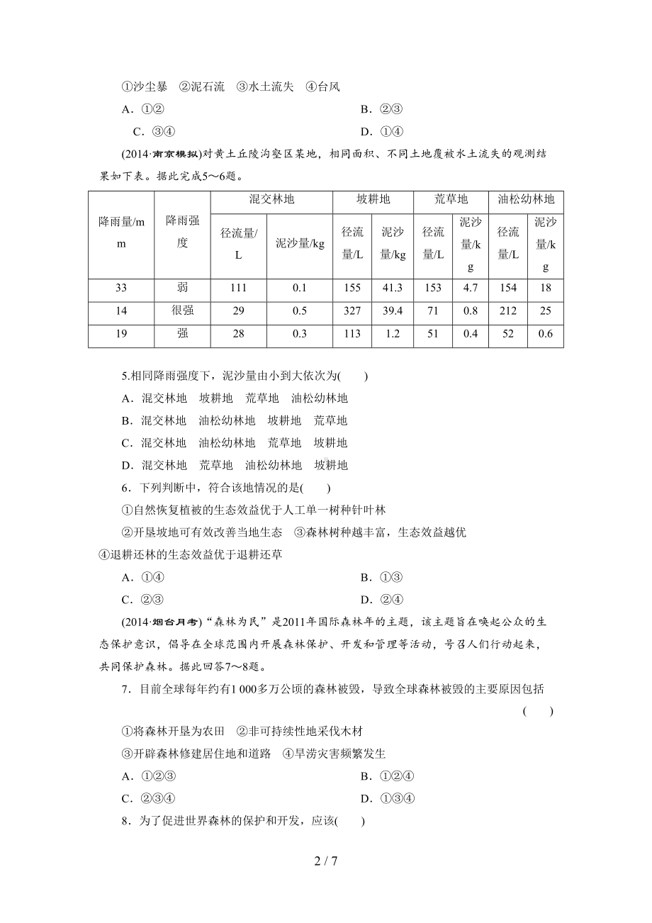 森林开发和保护测试题(DOC 7页).doc_第2页