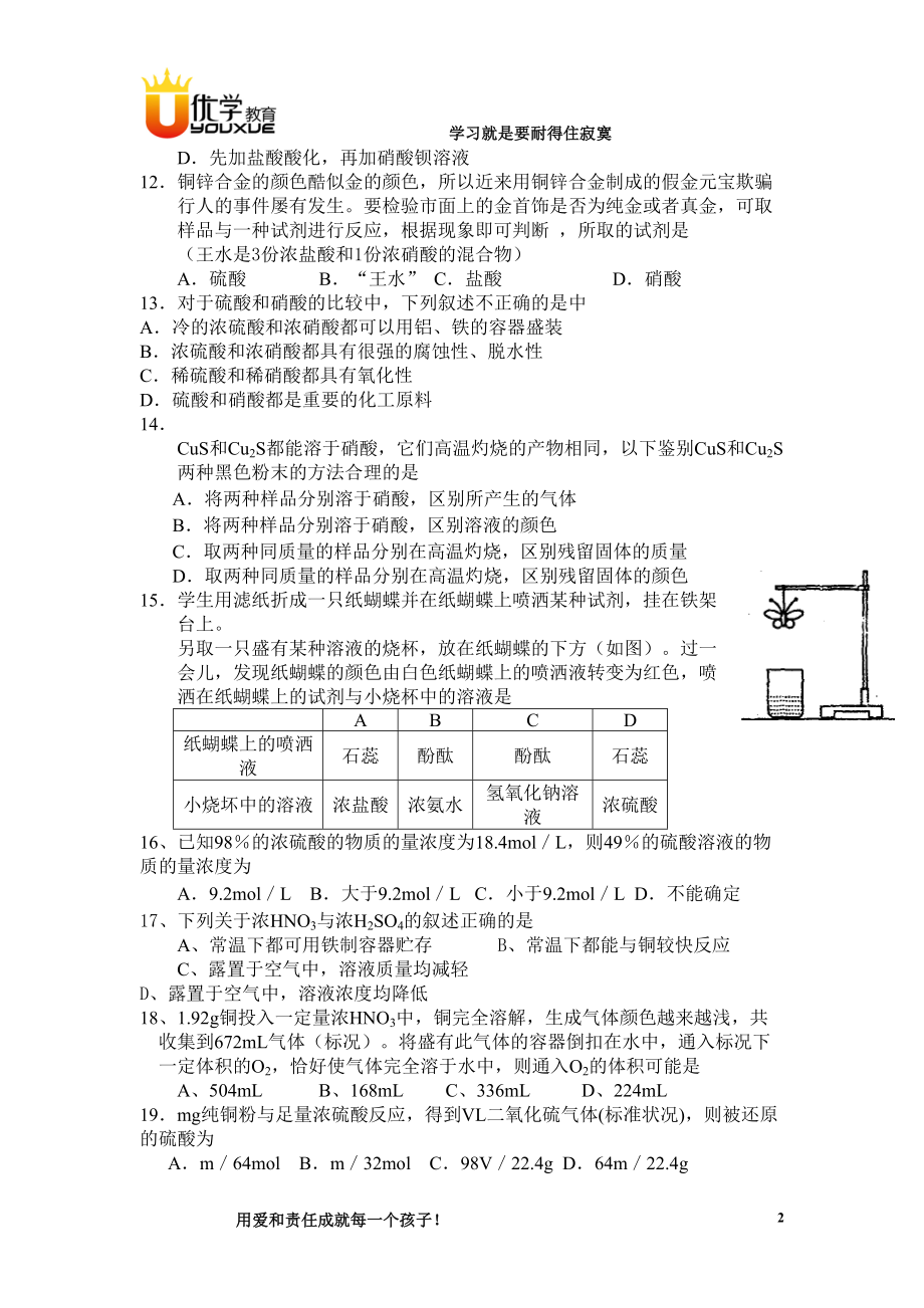 硫酸硝酸和氨练习题(DOC 7页).doc_第2页