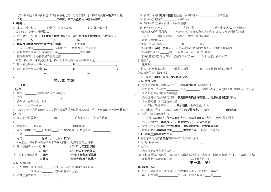 新人教版八年级物理下册知识点填空题-(DOC 5页).doc_第2页