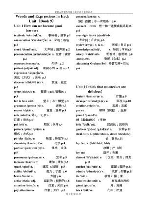 最新人教版九年级上册英语全册单词表(DOC 10页).doc