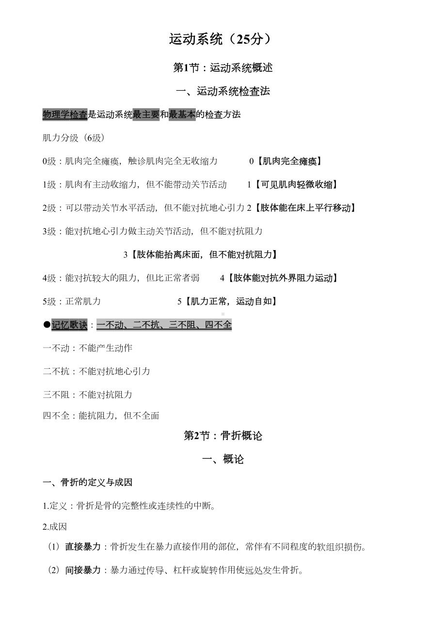 执业医师考试资料：运动系统(打印版)(DOC 21页).doc_第1页