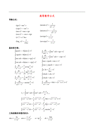 成人高考专升本高等数学公式大全(DOC 16页).doc