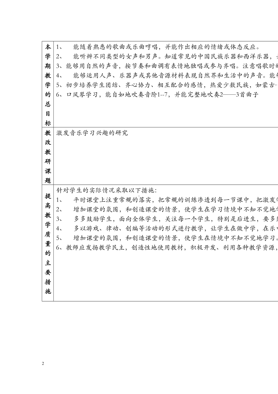 新人音版小学音乐三年级上全册表格式教案(DOC 61页).doc_第2页