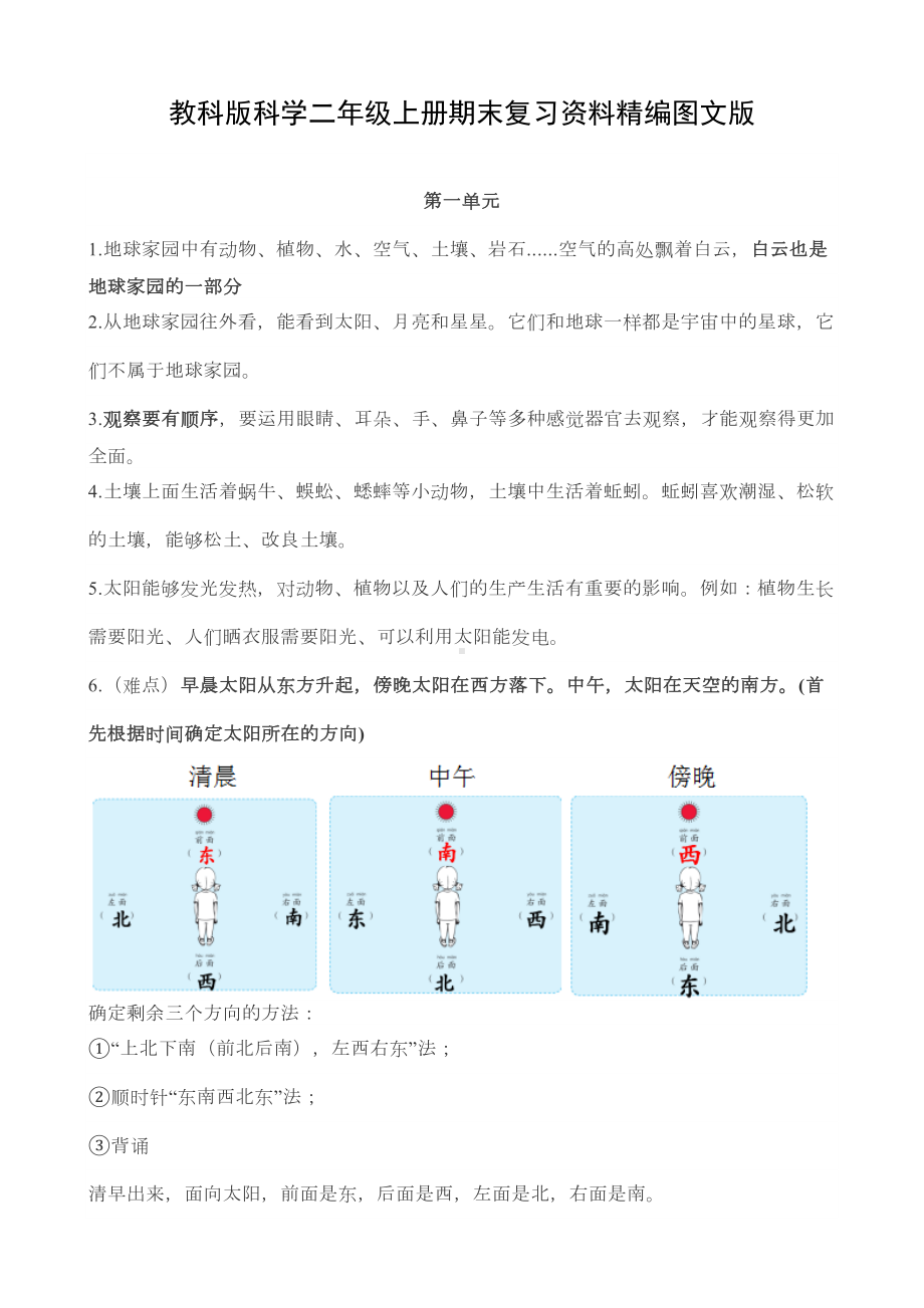 教科版科学二年级上册期末复习资料精编图文版(DOC 5页).docx_第1页