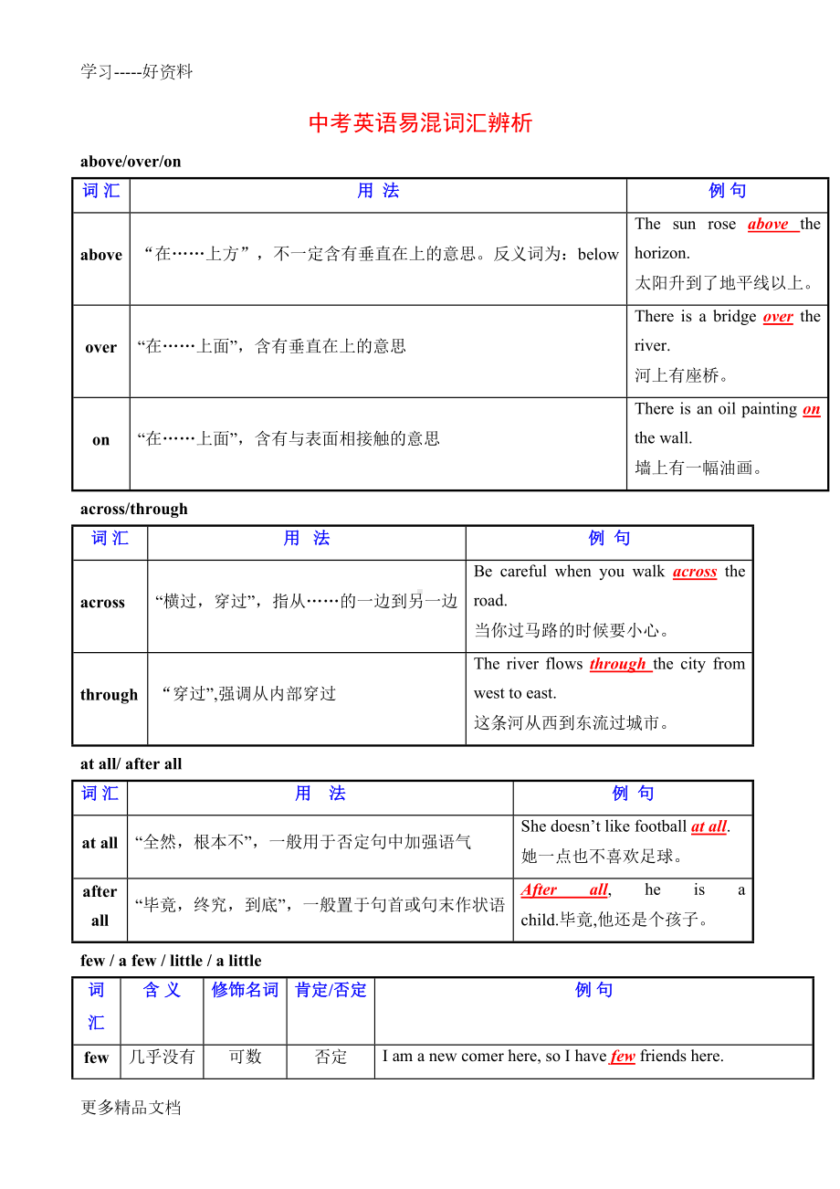 最新中考英语易混词汇辨析(DOC 29页).doc_第1页