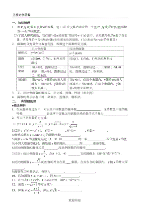 沪教版八年级上册正反比例函数知识点与练习题(DOC 4页).doc