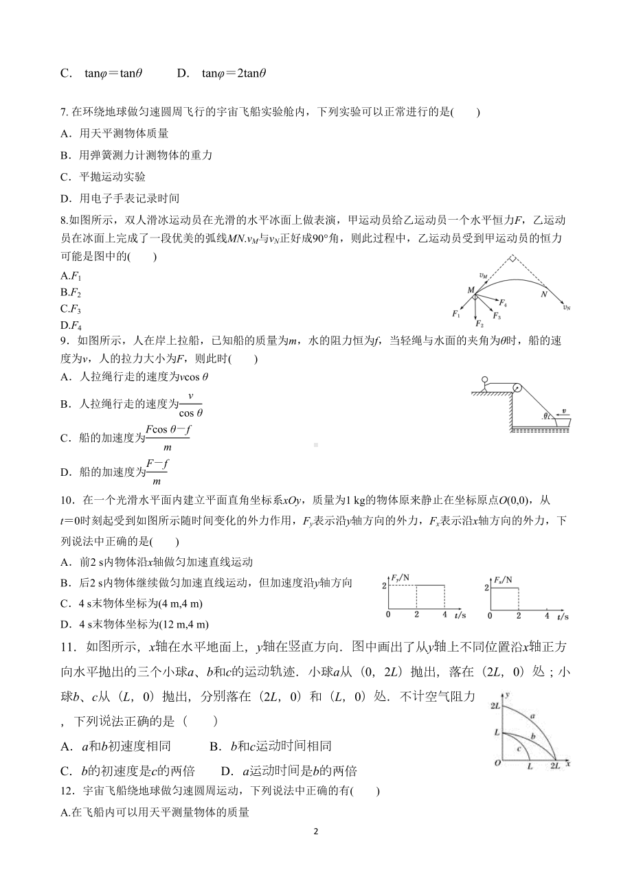 第五章-曲线运动单元检测试题(DOC 8页).docx_第2页